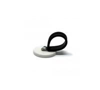 43mm dia x 6mm high Rubber Coated Cable Holding Magnet With 25mm Rubber Clamp (White) - 8kg Pull (Pack of 1)