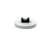 43mm dia x 6mm high Rubber Coated Cable Holding Magnet With 4mm Hole Cable Tie Clip (White) - 8kg Pull (Pack of 10)