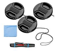 43mm Lens Cap Bundle, 3 Pack Universal Snap on Front Centre Pinch Lens Cover Set with Microfiber Lens Cleaning Cloth for Canon Nikon Sony Olympus DSLR Camera + Camera Lens Cleaning Pen
