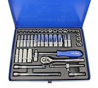 43pc 1/4'' dr Metric & AF, Imperial Socket Set, Ratchet, Bars US Pro