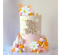 43Pcs Daisy Flower Boho Groovy Cake Topper Mini Balls Cake Decorations Bee Cake Toppers for Women Girls Kids Birthday Baby Shower Wedding Daisy Flower Bee Hippie Themed Party Supplies