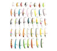 43Pcs Fishing Lure Kit, Minnow Artificial Bait, Lifelike Simulation Lure with 3D Eyes for Freshwater Saltwater, Reusable Metal Plastic Tackle Set for Lakes Rivers Oceans