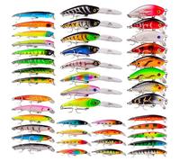 43Piece Fishing Lures Kit Soft Hard Baits with Hooks Saltwater Freshwater Gear Life-like Eyes Ultra-realistic Patterns for Bass Bream Mandarin Gifts Men Beginners Avid Anglers