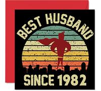 43rd Anniversary Card for Husband from Wife - Best Husband Since 1982 - I Love You Gifts, Happy 43rd Wedding Anniversary Cards for Partner, 145mm Greeting Cards Anniversaries