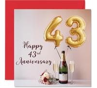 43rd Anniversary Card for Women and Men, Balloons & Bottle of Bubbly
