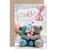 43rd Anniversary Card for Women and Men, Bears in Love