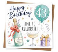 43rd Birthday Card for Her, Balloon Gift Design