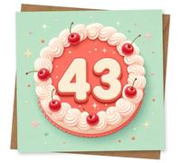 43rd Birthday Card for Her, C Ry-Topped Cake, Bold 43