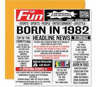 43rd Birthday Cards for Men Women - Born In 1982 Newspaper - Happy 43 Birthday Card for Mum Dad Uncle Aunt Vintage Retro Back In 1982, 145mm Bday Greeting Cards
