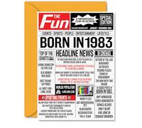 42nd Birthday Cards for Women Men - Born In 1983 Newspaper - Happy 42 Birthday Card for Dad Mum Aunt Uncle Vintage Retro Back In 1983, A5 Bday Greeting Cards