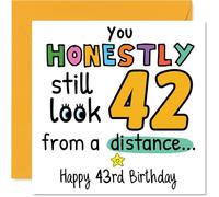 43rd Birthday Cards for Men Women - From a Distance - Happy Birthday Card for 43 Year Old Man Woman Daughter Auntie Husband Sister, 145mm Bday Greeting Cards