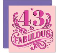 43rd Birthday Cards for Women - Fabulous - Happy Birthday Card for 43 Year Old Woman Cousin Niece Wife Colleague, 145mm Bday Greeting Cards