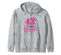 43rd Birthday Queen, 43rd Birthday Girl Zip Hoodie