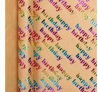 43x300cm Happy Birthday Valentine's Day Gift Wrapping Paper Retro Yellow Kraft Paper Colorful Wrapping Paper