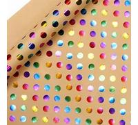 43x300cm Happy Birthday Valentine's Day Gift Wrapping Paper Retro Yellow Kraft Paper Colorful Wrapping Paper