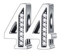 44 Birthday Charms fits Pandora Milestone Bracelet, 925 Sterling Silver 44th Anniversary Beads with CZ Birthstones, Number 44 Years Old Gifts for Couple/Wife/Husband