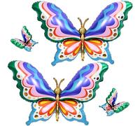 44" Giant Rainbow Butterfly Foil Balloons, Big Multicolor Butterfly Inflatable Insect Balloon for Girls Women Birthday VBS Spring Baby Shower Garden Fairy Party Decorations Classroom Photo Backdrop