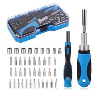 44 in 1 Ratchet Screwdriver Bit Set - Mini Sockets, Stubby Grip Drivers Hand Tools, Magnetic Screwdriver, Mini Combination Tool Set, DIY and Professional Kit, 1/4" and 20mm Drive Precision Bits