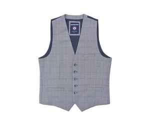 (44 in, Grey) Lambretta Mens George Prince Of Wales Check Waistcoat