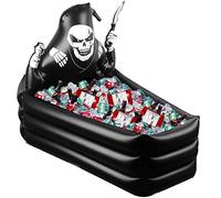 44 Inch Inflatable Grim Reaper Coffin Cooler Halloween Party Supplies 120+ Cans Large Capacity Inflatable Drink Holder for Indoor Outdoor Home Halloween Birthday Party Decorations, Black