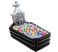 44 Inch Inflatable Tombstone Coffin Drink Cooler, Beverage Holder for Indoor/Outdoor Halloween Party Decorations