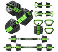 44 LBS Adjustable Dumbbell Set 3-in-1, Iron Sand Cement Octagon Free Weights Convertible to Barbell & Kettlebell, Home Gym Strength Training Equipment for Men Women