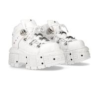 (44) New Rock M-TANK106-C1 Unisex White Leather Boots