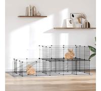 44-Panel Pet Cage with Door Black 35x35 cm Steel
