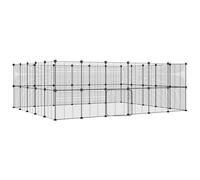 vidaXL 44-Panel Pet Cage with Door Black 35x35 cm Steel, Black