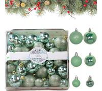 44 Pcs Christmas Tree Baubles Balls Set, Mixed Sizes: 3cm, 4cm, 5cm, Shatterproof Plastic Matte & Glitter Xmas Tree Hanging Ornament, Holiday Decoration (Green)