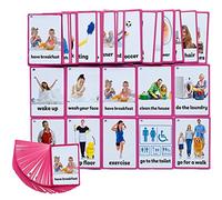 44 Pcs Daily Routines Cards- Learning Picture & Word Card Flashcards(English word learning card & pocket size flash card for children and Preschool),5.35x3.62in