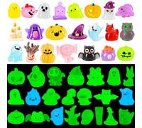 44 Pcs Halloween Luminous Mini Figures 44 Style Glow in The Dark Little Small Resin Miniatures Bulk Pumpkin Ghost Skull Figures to Hide for Halloween Party Gifts DIY Craft Scene Decor