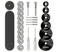 44 Pcs HSS Circular Saw Blades, Stainless steel Cutting Discs, Cutting Disc Set for Rotary Tool Accessories, Mini High Speed Steel Saw Blades,for Wood Metal Plastic Glass Stone DIY Craft