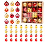 44 Pcs Red and Gold Baubles, Shatterproof Baubles for Christmas Tree, Red Tree Decorations Set with Hanging Ornaments for Xmas Holiday Home Party Decor