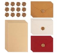 44 PCS Writing Paper and Envelopes Set with 12 Gift Envelopes and 20 A5 Writing Paper and 12 Seal Stickers Vintage Letter Envelopes Set for Birthday Wedding Invitation Greeting Cards