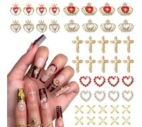 44-Piece Gold Nail Charms - Premium Y2K Alloy & Rhinestone Decor for 3D Nail Styling and Crafts, Nail Art Decorations
