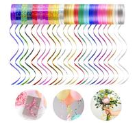 44 Rolls Assorted Colors Curling Ribbon, 5MM X 10M Multicolor Balloon String Roll Gift Wrapping Ribbons, Mix Shiny Crimped Ribbon Double Sided Satin, Colorful Silky Curling Ribbon for Party Wedding
