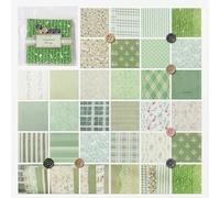 44 Sheets Vintage Scrapbook Paper with 5 Buttons, 80x80mm Assorted Patterned Paper for Scrapbooking Supplies, Decoupage Papers Sheets for Junk Journaling Card Making DIY Photo Album Decor (Green)