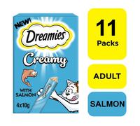 44 x 10g Dreamies Creamy Adult Cat & Kitten Treats Scrumptious Salmon (11x40g)