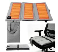 44 X 40cm Heated Seat Cushion, USB Oxford Cloth Heated Pad for Office Chair | Grey Electric Heated Seat Pad with Backrest 3 Power Levels Foldable Heated Outdoor Chair Heating Pad for Outdoor, Home