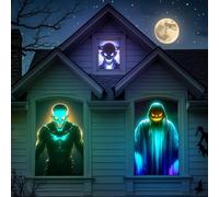 44"x76" Holographic Rear Projection Screen: Foldable Indoor Outdoor Projector Screen, Window Decoration for Halloween Haunted Horror Video Display, with Mounting Hooks (80inch)