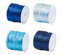 44 Yards Blue Rattail Nylon Satin Cord 2mm Nylon String Trim Beading String Cord Chinese Knotting Cords for Friendship Bracelets Necklaces Jewelry Making, Tassels and Craft