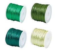 44 Yards Green Rattail Nylon Satin Cords 2mm Nylon String Trim Beading String Cord Chinese Knotting Cord for Friendship Bracelets Necklaces Jewelry Making, Tassels and Craft