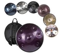 440/432 Hz Handpan Drum in D Minor, 9/10/12 Notes, 56 cm, Hang Drum, Hand Drum, with Carrying Bag and Stand, Sound Performance, Professional Musical Instrument(Dark Purple,432hz 12 Notes)