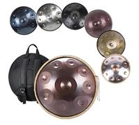440/432 Hz Handpan Drum in D Minor, 9/10/12 Notes, 56 cm, Hang Drum, Hand Drum, with Carrying Bag and Stand, Sound Performance, Professional Musical Instrument(Purple,440hz 9 Notes)