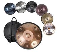440/432 Hz Handpan Drum in D Minor, 9/10/12 Notes, 56 cm, Hang Drum, Hand Drum, with Carrying Bag and Stand, Sound Performance, Professional Musical Instrument(Gold,432hz 9 Notes)