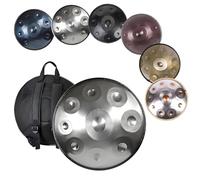 440/432 Hz Handpan Drum in D Minor, 9/10/12 Notes, 56 cm, Hang Drum, Hand Drum, with Carrying Bag and Stand, Sound Performance, Professional Musical Instrument(Silver,432hz 10 Notes)
