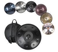 440/432 Hz Handpan Drum in D Minor, 9/10/12 Notes, 56 cm, Hang Drum, Hand Drum, with Carrying Bag and Stand, Sound Performance, Professional Musical Instrument(Black,440hz 10 Notes)
