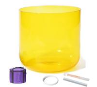 440/432Hz Yellow Alchemy Clear Cosmic Light Quartz Crystal Singing Bowl, For Sound Healing And Meditation, Prayer, Stress Reduction,A Note-7In 432Hz+Bag