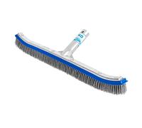 440 Heavy Duty Pool Brush - 18-inch Extra-Wide Metal Brush Head with Stainless Steel Wire Bristles & Curved Edges for Cleaning Pool Tiles, Walls, Floor, Steps (Stainless Steel)